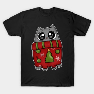 Ugly Sweater Christmas Cat T-Shirt